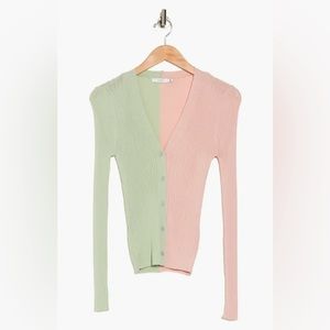 Colorblock cardigan sweater